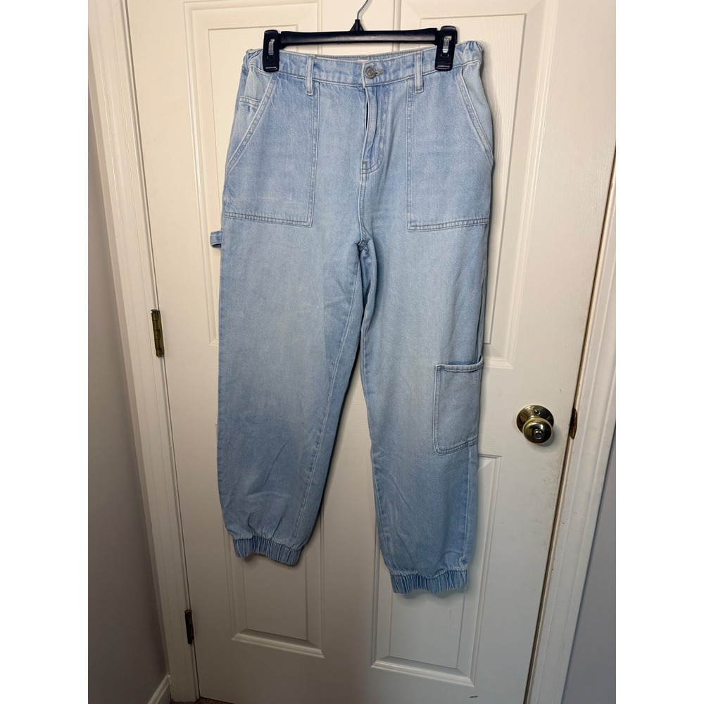 Forever 21 Premium Light Wash Denim Carpenter Jogger Pants Womens 29 Utility